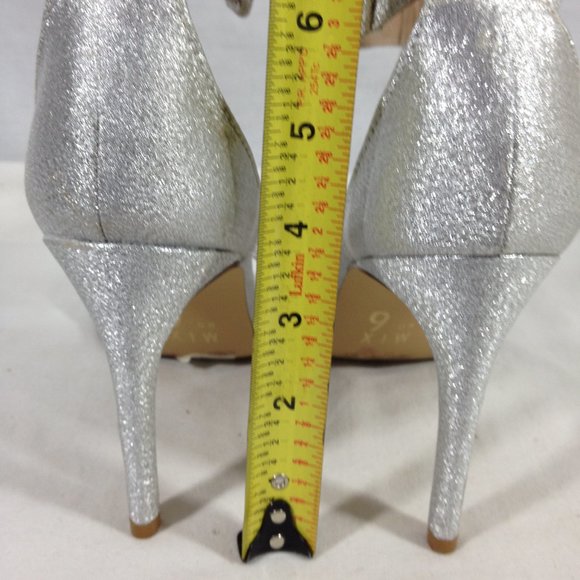 Mix No. 6 Women's Silver Glitter Ankle Strap Heels Size 8.5M - Picture 7 of 9